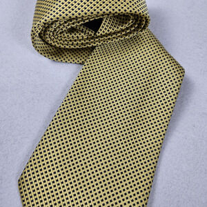 Brooks Brothers Silk Tie Made in the USA Navy Gold Diamond Dot Geometric Wedding